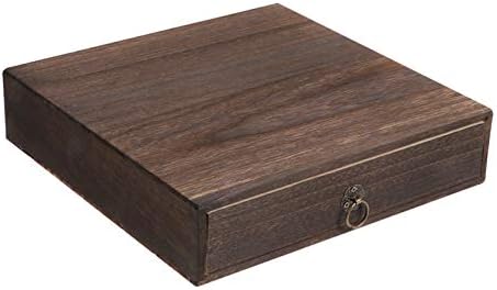 Cabilock Rustic Solid Wood Single Desktop Drawer – Vintage Apothecary Style Monitor Stand & Desk Organizer, Distressed Wood Storage Box for Office Supplies, Jewelry & Crafts (Coffee) by cabilock