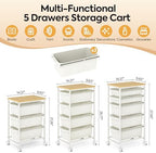 KINGBOARD Slim Rolling Cart with 3 Drawers, Metal Utility Storage Cart - Image 2