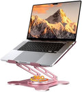 JCZT 360° Rotating Laptop Stand for Desk, Metal Foldable Laptop Riser, Pink by JCZT