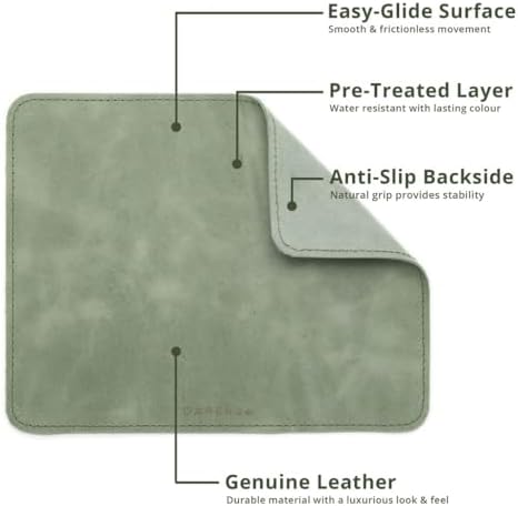 Full-Grain Leather Mouse Pad - Genuine Leather Mouse Mat with Non-Slip Backing, 3mm Thick, Smooth Mouse Glide, Desk Accessory for Office, Work & Gaming (Mustard Yellow, Large 11.8 x 9.8 in) - Image 4