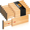 Fabsome Dresser Drawer Organizers 6 Pack, 4.65'' High Adjustable from 12.5-17‘’ Bamboo Drawer Dividers for Clothing Baby Clothes, Wooden Separators for Dresser Nursery Organization with Soft Foam Ends by Fabsome