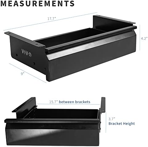 VIVO Black 16 x 9 inch Under Desk Slide Out Drawer, DESK-AC03A-B - Image 3