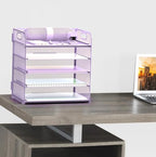 Letter Tray Paper Organizer 5-Tier Desk Organizer File Organizer Paper Holder with Handle, Metal Desktop Document Shelf Tray Office Classroom Organization - Purple - Image 5