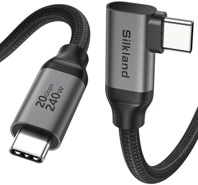 Silkland USB C Monitor Cable Right Angle 6.6FT, 8K@30Hz 5K/4K@60Hz Display by Silkland