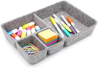 Welaxy Junk Drawer Organizer bin 4 Compartments Office Organizers Bins Felt Trays Drawers 2 dividers Multi-Purpose Storage (Grayx2) - Image 2