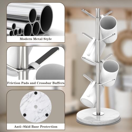 Silver Marble Mug Holder Tree with 2–8 Adjustable Hooks - Image 5