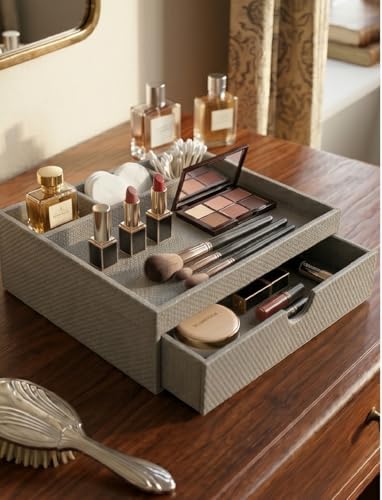 Leather Desk Organizer, Desktop Storage Box with Drawers, Organizer Made of Leather Material for Household Guest rooms - Image 6