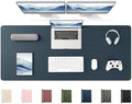 YSAGi 55" x 17" Large PU Leather Desk Mat for Keyboard and Mouse - Waterproof Non-Slip Desk Pad Protector for Office, Home, Writing Desk, Dark Blue by YSAGi