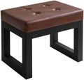 IBUYKE Small Footstool Ottoman, PU Faux Leather Footrest,Dark Brown WBD026Z by IBUYKE