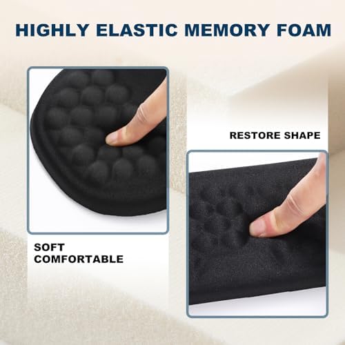 Ergonomic Mouse Pad and Keyboard Wrist Rest with Massage Design, Space-Saving Mouse Pad Wrist Support, Memory Foam Wrist Rest with Non-Slip PU Base for Computer Desk, Black - Image 4