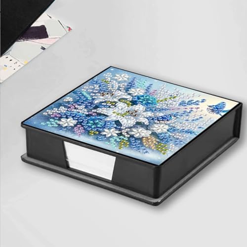 4PCS Diamond Art Painting Notecard Box DIY Craft Sticky Note Box with Total 640 (160 Pages Each) Sheets of Paper for Adults Beginners Desk Organiser(Flowers Birds Dragonflies) - Image 3