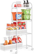 KINGRACK 4 Tier Slim Rolling Cart with Drawer, Metal Utility Storage Cart by KINGRACK