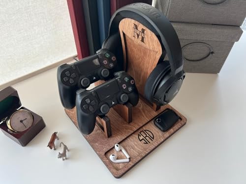 Headphone Stand Game Controller Holder Controller Holder for Xbox ONE/Xbox 360/Switch/PS5/STEAM/PC/Nintendo, Gaming PC Accessories (Light Brown, Not Personalised) by Unknown
