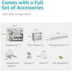 PEGZONE Clamp on Desk Pegboard, 20.4" x 16.5", with 15 Accessories, White - Image 2