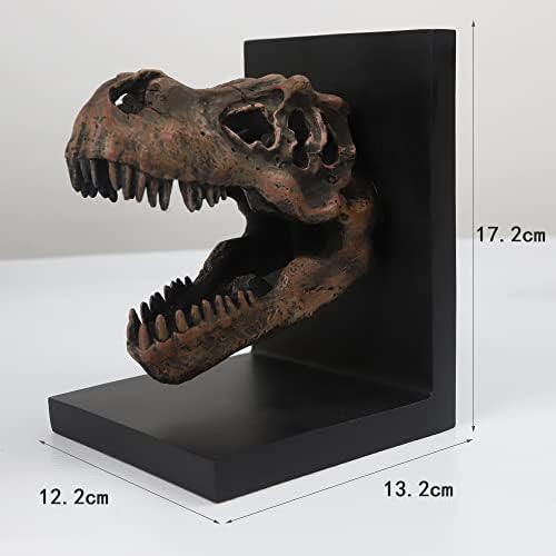 Tyrannosaurus Rex T-Rex Skull Bookend Decorative Book Decor,Home Decorative Resin Bookshelf,Paper Weights, Book Ends,Bookend Supports, Book Stopper,Desk Decor,Dinosaur Head Faux Taxidermy - Image 2