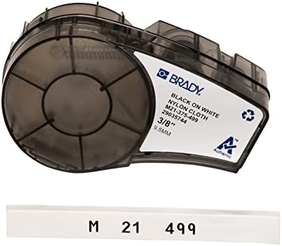 Brady Authentic (M21-375-499) Multi-Purpose Nylon Label for General ID, Wire Marking, and Lab Labeling, Black on White- For M210, M210-LAB, M211, BMP21-PLUS and BMP21-LAB Printers, .375" W, 16' L by BradyCorp