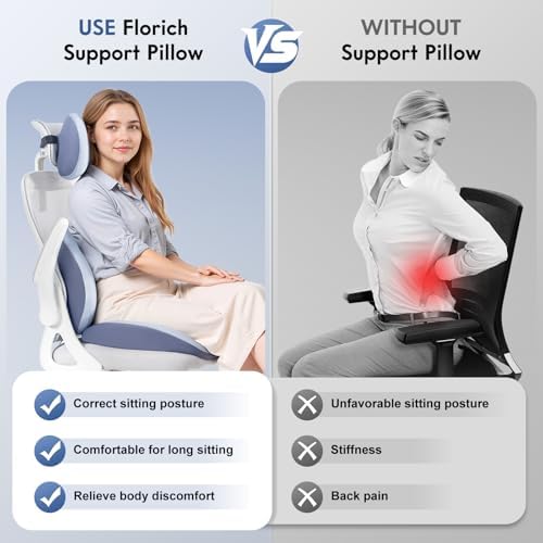 FLORICH Seat Cushion and Lumbar Support Pillow for Office Chair Car, Car Neck Pillow, Ergonomic Memory Foam Back Support for Office Gaming Chair Wheelchair, Relieves Neck, Back & Sciatica Pain – Blue - Image 5