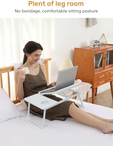 Lap Desk for Couch/Sofa/Floor, 5-Angle Adjustable Bed Desk with Foldable Legs &Cup Holder, Light Weight Bed Tray Table for Writing/Eating/Reading, Portable Laptop Stand for Adults, Kids - Image 5