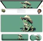3Pcs Mouse Pad Set, Green Frog Large Gaming Mouse Pad with Stitched Edge, Ergonomic Memory Foam Keyboard Wrist Support and Mouse Wrist Rest Cushion, Pain Relief Non-Slip Desk Pad Combo by SROJDHFJB