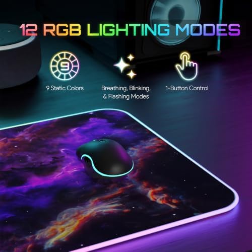 Gerlos RGB Gaming Mouse Pad, Large LED Desk Mat for Gamer, 31.5" x 11.8" - Image 5