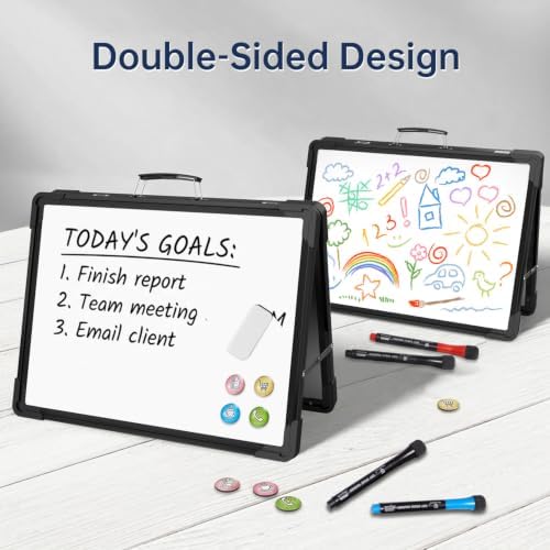 Small Dry Erase White Board - TSJ OFFICE 12" x 16" Mini Easel Desktop Double Sided Whiteboard, Portable Magnetic Board on Table Top with Holder for Drawing, Teacher Instruction, Memo Board - Image 3