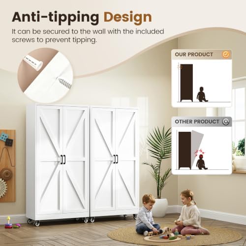 75"White Metal Pantry Cabinets for Kitchen Storage Garage Storage Cabinet - Image 4