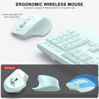Wireless Keyboard and Mouse Combo, 2.4G Ergonomic Wave Key(Mint Green) - Image 4