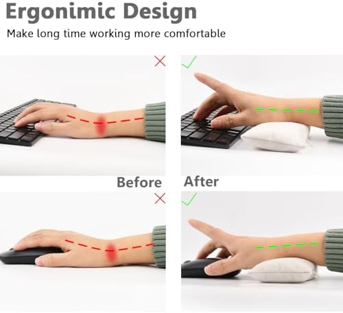 Keyboard Mouse Wrist Rest Bean Bag Set, Ergonomic Wrist Rest for Keyboard and Mouse Filled Ergo Beads, for Laptop, Desktop Computer (Ivory White) - Image 3