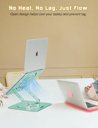 Adjustable Rotating Laptop Stand for Desk, Aluminum Riser, Green - Image 5