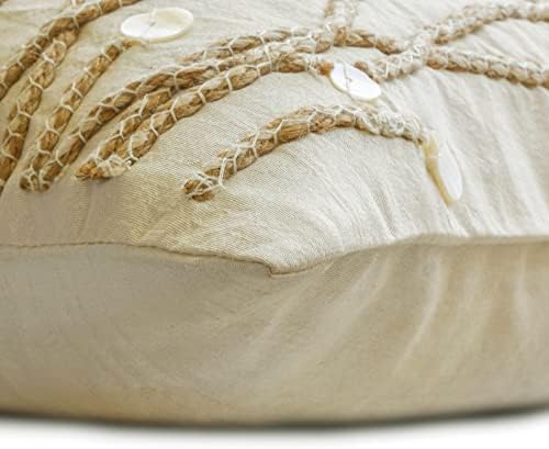 The HomeCentric Ivory Lumbar Pillow Cover, Jute and Mother of Pearls Farm Design Pillow Cover, Pack of 2, 12"x20" (30x50 cm) Lumbar Pillow Cover, Floral Contemporary Lumbar Pillow Cover - Amour - Image 2