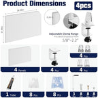 Dunzoom 4 Pcs Heavy Duty Desk Divider Frosted Acrylic Privacy Partitions - Image 2