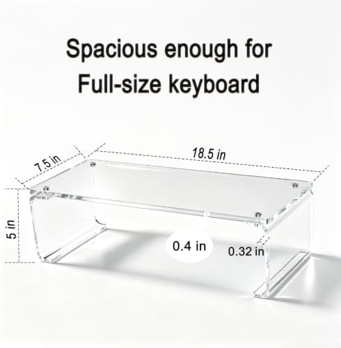 Acrylic Monitor Stand Riser L18.5" x H5" | Multi-Purpose Desk Organizer for Monitor & Laptop, Compatible with PC, Apple Studio Display and Printer, Ideal for Home Workspaces & Office Desks (Transparent） - Image 2