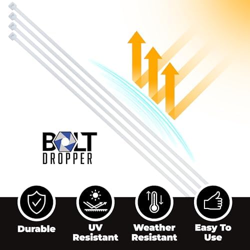 Bolt Dropper White Zip Ties - 50 lbs Tensile Strength - Self-Locking Premium Nylon Cable Ties Wraps for Indoor and Outdoor - Wire Management and Secure Items - Zip Ties Heavy Duty - 11" - 2000 Pack - Image 4