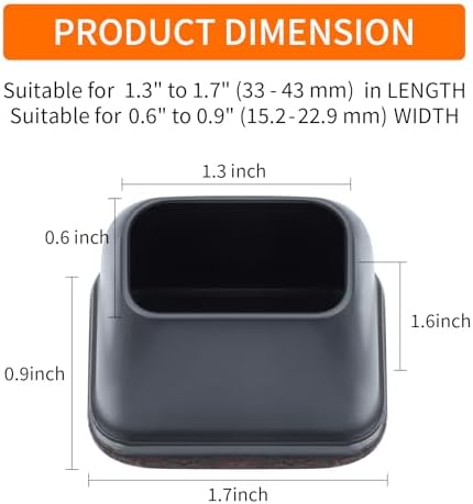 Ezprotekt 24 Pcs Rectangle Felt Chair Leg Floor Protectors for Hardwood Floors, Rectangle Black Silicone Furniture Pads Caps Covers for Chair Desk Table (Fit L :1.3-1.7", W: 0.6-0.9") - Image 2