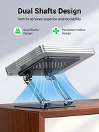 UGREEN Tablet Stand Holder for Desk Dual Rod Support Aluminum Tablet Holder Adjustable Multi-Angle Home Office Accessories Compatible with iPad Pro 13 12 11 10.5 Air Mini 5 4 3 2 Phone E-Reader Black - Image 4