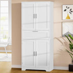 Iwell 67" Tall Storage Cabinet with Adjustable Shelf & 1 Large Drawer, Pantry Cabinet with 4 Doors, Kitchen Cabinets for Dining Room, Living Room, Home Office, White - Image 2