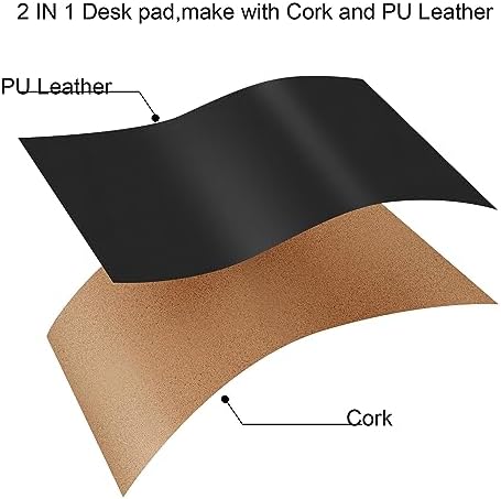 Chihein 71” x 20” Cork & PU Leather Desk Mat (Black) - Huge Mouse Pad, Double Sided Waterproof Desk Pad Protector for Gaming, Office, Home - Image 4