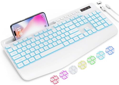 SABLUTE Wireless Keyboard with 7 Colored Backlit, Wrist Rest, 2.4G Lag-Free by SABLUTE