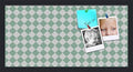 PinPix 24x12 inch Cork Bulletin Board. This Decorative Framed Pin Board Comes with Diamond Pattern in Green and White Design and Satin Black. Ideal for Home, Office Decor or School (PinPix-330) by PinPixBulletinBoards
