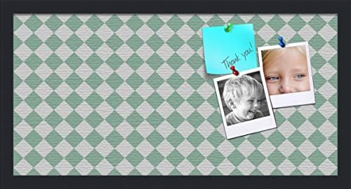 PinPix 24x12 inch Cork Bulletin Board. This Decorative Framed Pin Board Comes with Diamond Pattern in Green and White Design and Satin Black. Ideal for Home, Office Decor or School (PinPix-330) by PinPixBulletinBoards