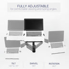 VIVO Height Adjustable Pneumatic Extended Arm Laptop Wall Mount, Full Motion Articulating Notebook Tray, Fits 10 to 15.6 inch Screen, Black, MOUNT-V001GL - Image 6