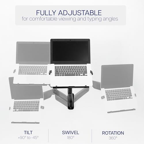 VIVO Height Adjustable Pneumatic Extended Arm Laptop Wall Mount, Full Motion Articulating Notebook Tray, Fits 10 to 15.6 inch Screen, Black, MOUNT-V001GL - Image 6