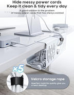 NODOCA No Drill Under Desk Cable Management Tray, 14'' Wire Management, Punch-Free Clamp on, Metal Cable Tray, Wire Organizer Under Desk, Under Desk Basket for Office and Home, White(2 Packs) - Image 3