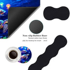 Mouse Pad,Large Desk Mat Set, 4in1 XL Mousepad + Keyboard Wrist Rest+Mouse Wrist Rest+Coaster with Ergonomic Desk Pad for Home Office Table Computer Cover -Neon Sea Turtles - Image 2