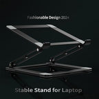 Laptop Stand for Desk, Adjustable Laptop Stand Holder Portable Laptop Riser with Multi-Angle Height Adjustable Computer Stand for MacBook Air/Pro and More Notebooks 10-17.3"-Black - Image 2