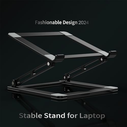 Laptop Stand for Desk, Adjustable Laptop Stand Holder Portable Laptop Riser with Multi-Angle Height Adjustable Computer Stand for MacBook Air/Pro and More Notebooks 10-17.3"-Black - Image 2