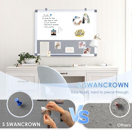 SWANCROWN White Board Bulletin Board Combo, 36 x 24 inches, Aluminum Frame - Image 4