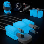 CordBrick 2PK Glowing Silicone + Steel Weighted Cable Holders for Nighstands, Cord Wraps for Travel, Unique iPhone Accessories. Small Graduation Gift for High Schoolers. Gadget for Teens. Blue Glow by CordBrick