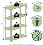 Furinno Turn-N-Tube Storage Shelves, 4-Tier Toolless Book Shelf, Corner Shelf, Open Shelves, for Organization and Storage, Living Room, Garage, Home Office, Walnut - Image 3