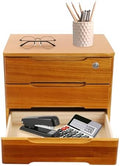 Wooden Desk Organizer with Lockable Drawers, 3-Tier Countertop Storage Cabinet File Cabinet Jewelry Organizer Home Office Supplies Organization Unit (Wood Yellow-1 Lock) by LEYSRIS